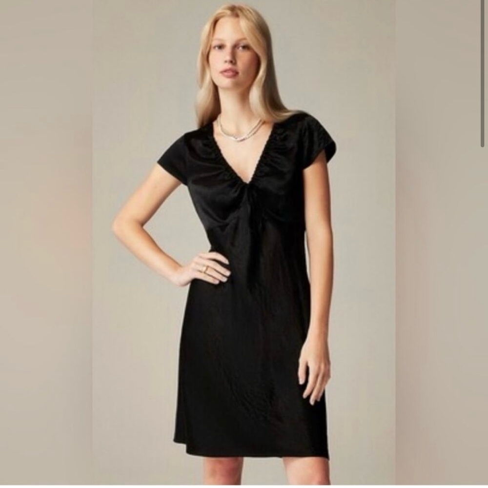 J.Crew Short-sleeve slip dress in textured satin